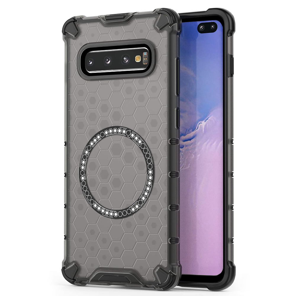 Прозрачен калъф за Samsung Galaxy S10 Plus - Techsuit HoneyComb Shield MagSafe - Черен