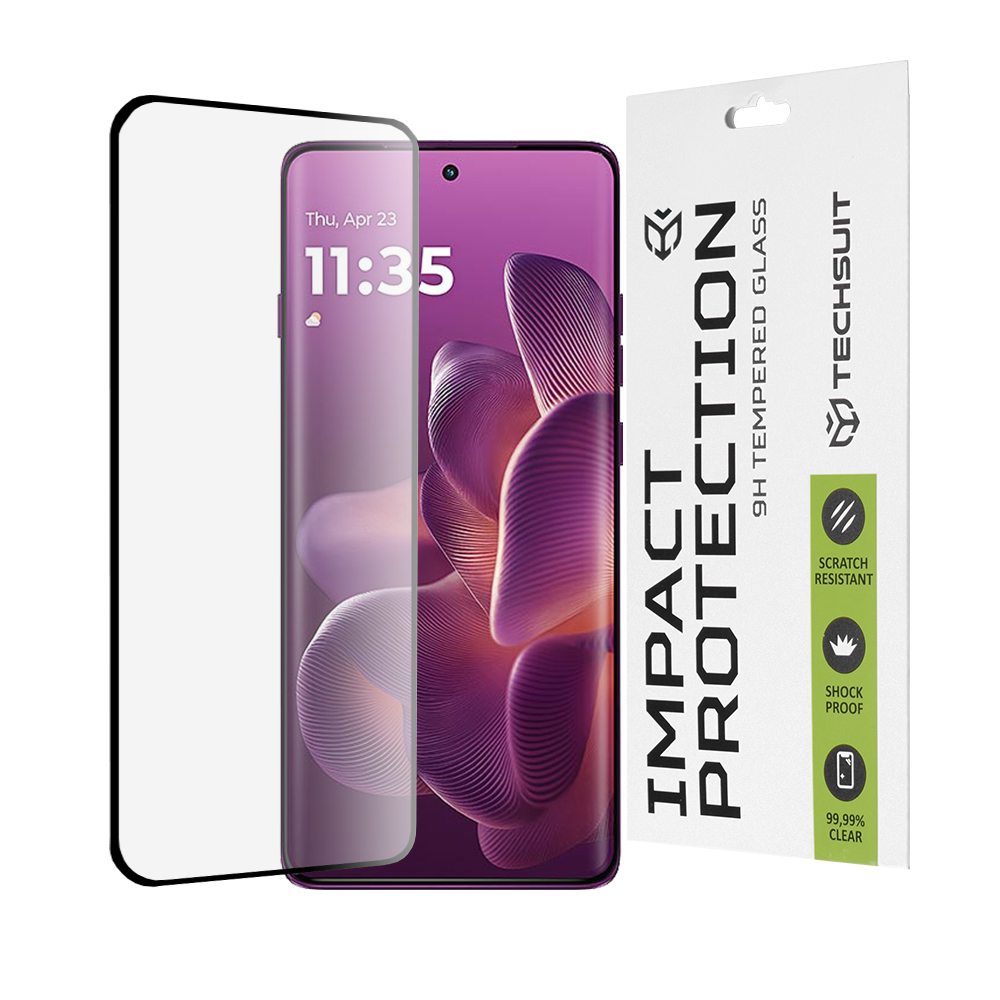 Капак за Motorola Edge 60 Pro - Techsuit 111D Full Cover / Full Glue Glass / 3D Curved Screen - Черен