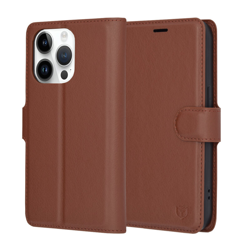 Калъф за iPhone 14 Pro - Techsuit Leather Folio - Кафяв