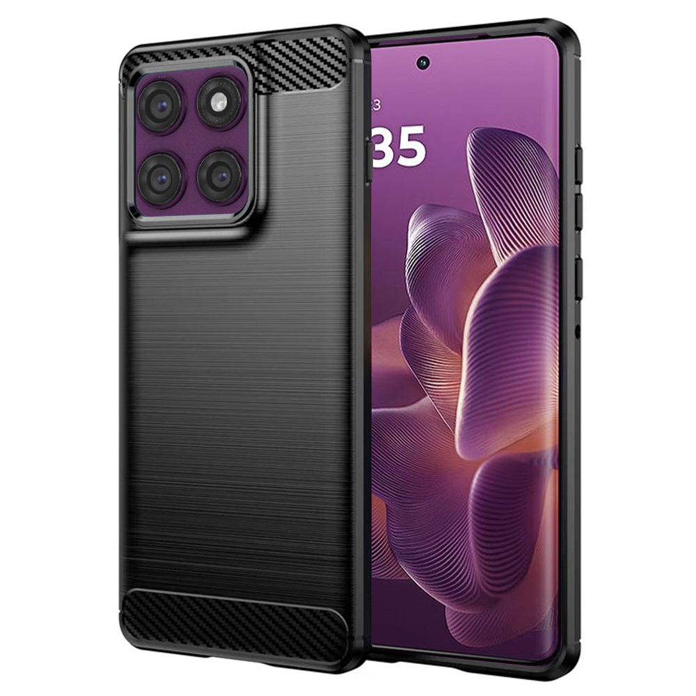 Калъф за Motorola Edge 60 Pro - Techsuit Carbon Silicone - Черен