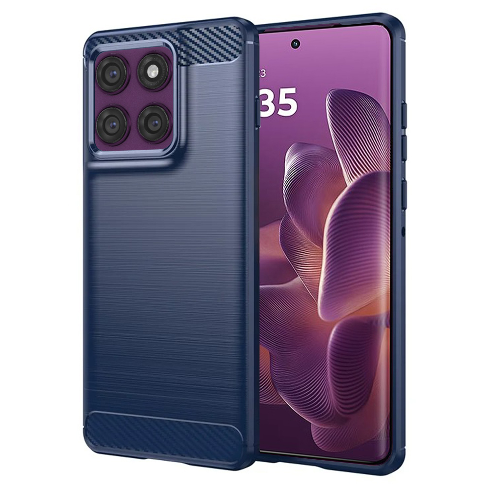 Калъф за Motorola Edge 60 Pro - Techsuit Carbon Silicone - Син