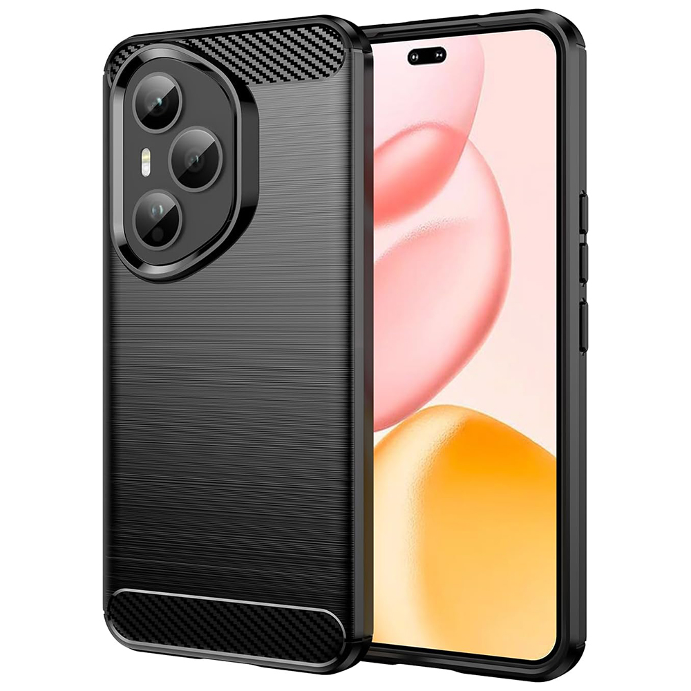 Калъф за Honor 400 Pro - Techsuit Carbon Silicone - Черен