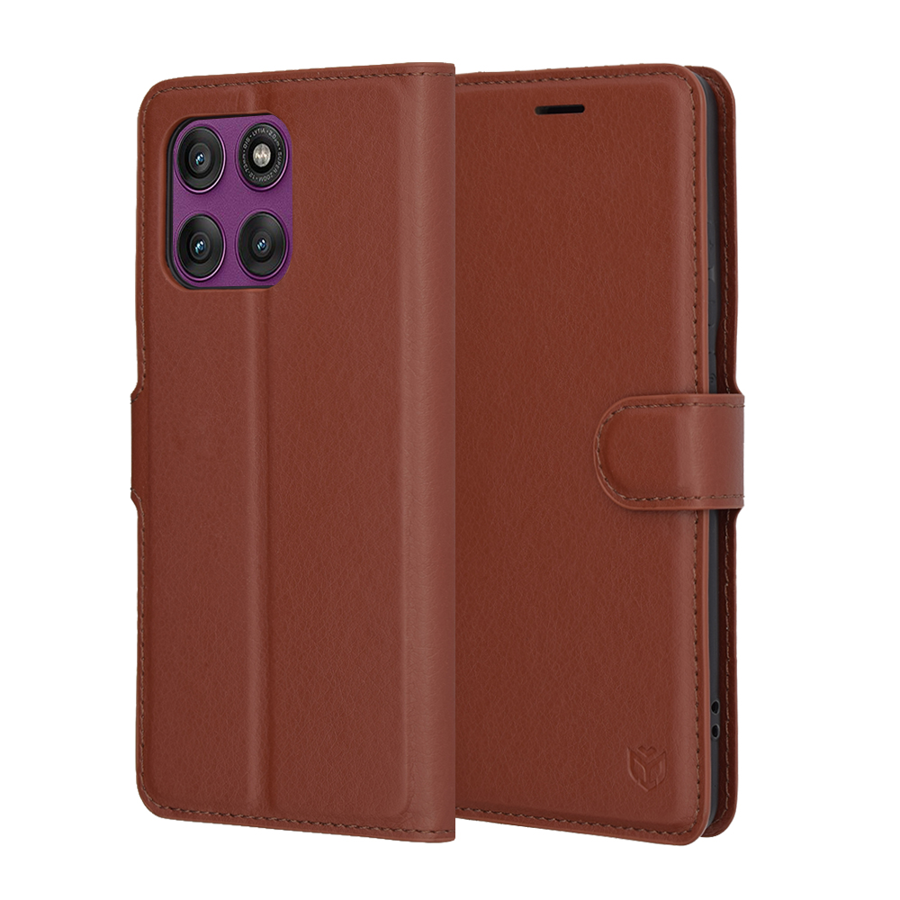 Калъф за Motorola Edge 60 Pro - Techsuit Leather Folio - Кафяв