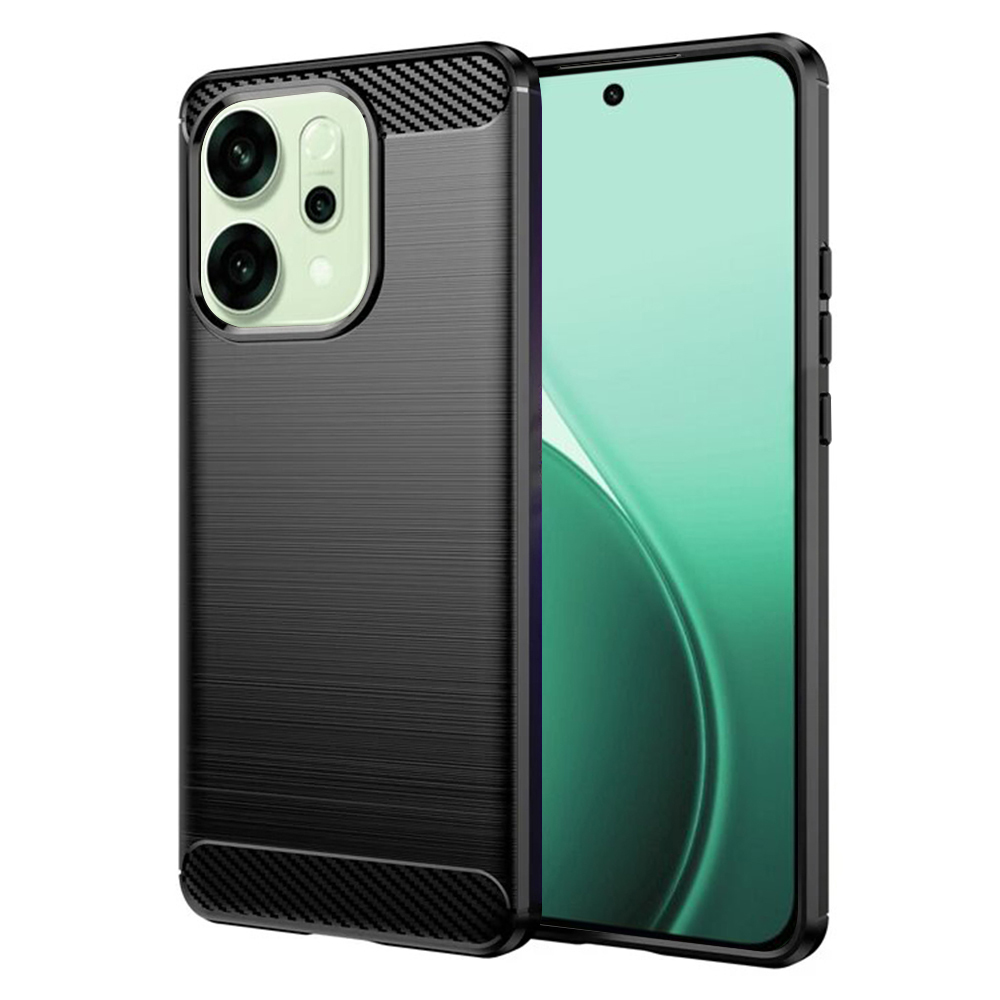 Калъф за Oppo Reno14 - Techsuit Carbon Silicone - Черен