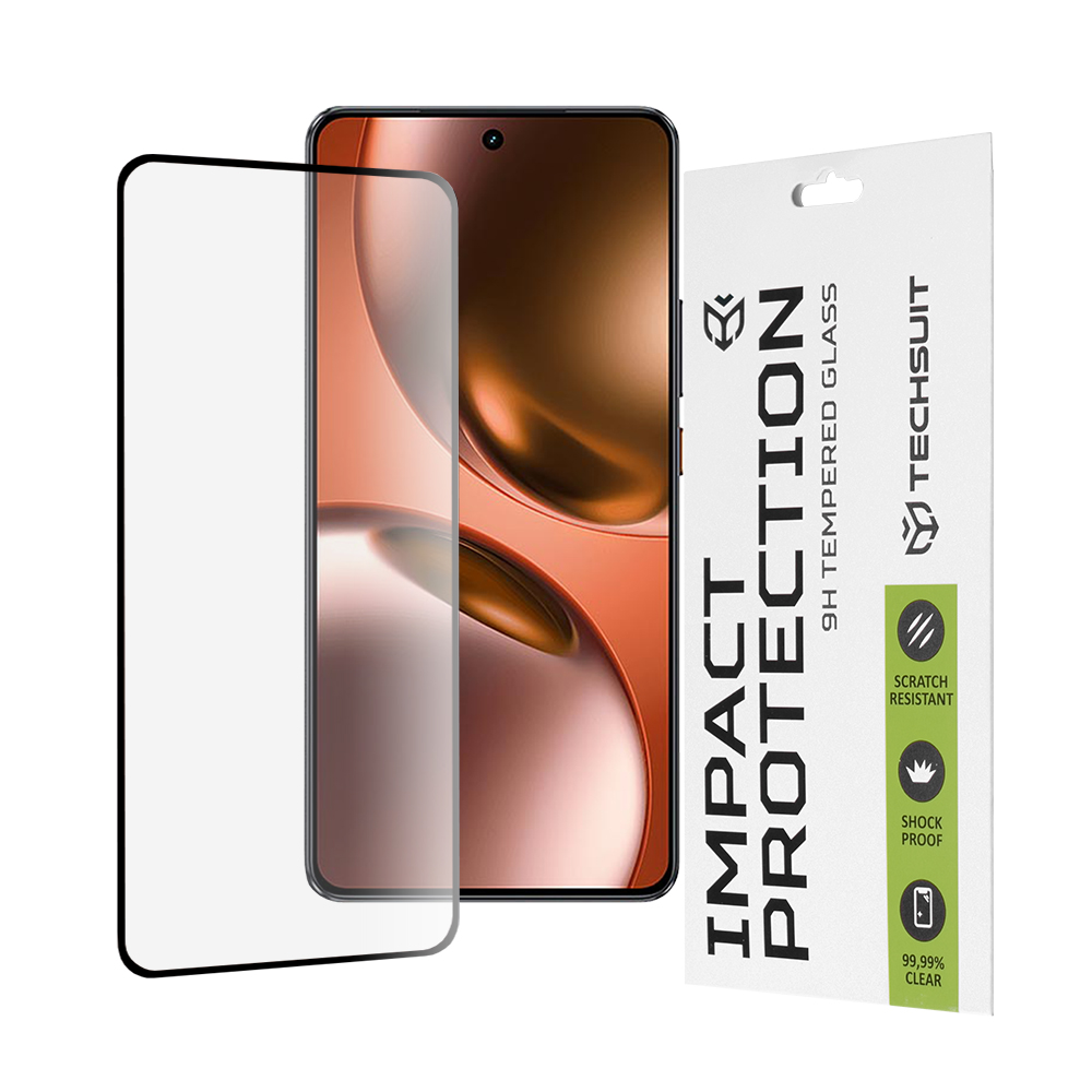 Капак за Realme GT 7 - Techsuit 111D Full Cover / Full Glue Glass - Черен