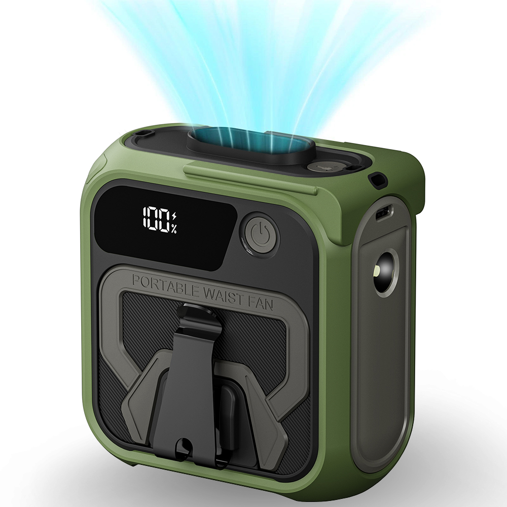 Преносим вентилатор с 10000mAh батерия, 5 скорости - Techsui (Z13) - Зелен