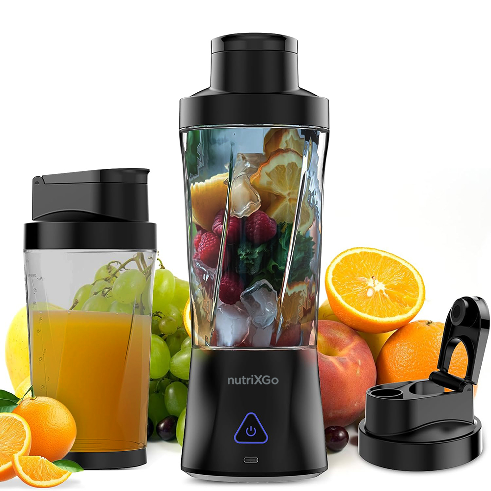 Акумулаторен преносим блендер с Type-C кабел, 700 ml, 20000rpm, 6000mAh - Techsuit nutriXGo (BP1) - Черен