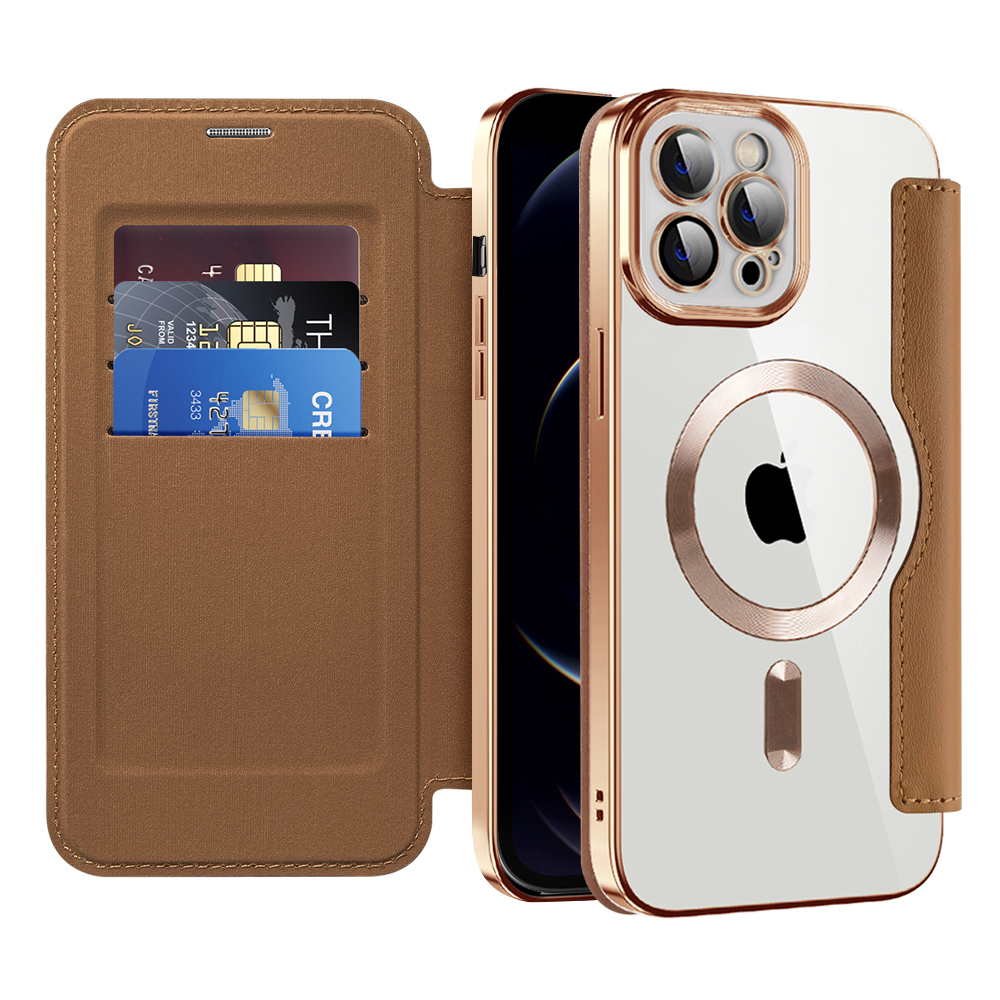 Калъф за iPhone 12 Pro Max - Techsuit SmartMag Book Case - Кафяв