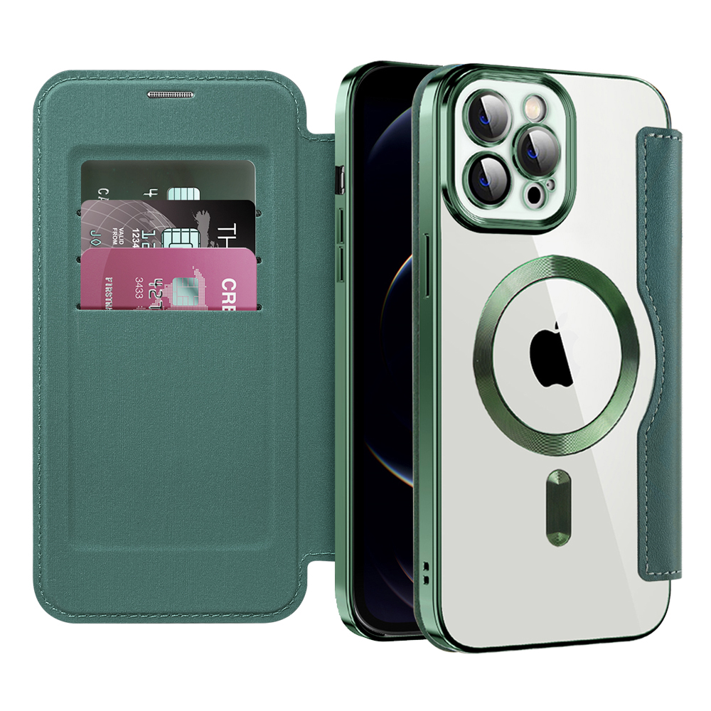Калъф за iPhone 12 Pro - Techsuit SmartMag Book Case - Зелен