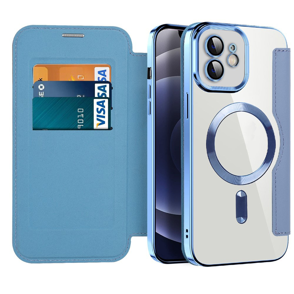 Калъф за iPhone 12 - Techsuit SmartMag Book Case - Светлосин