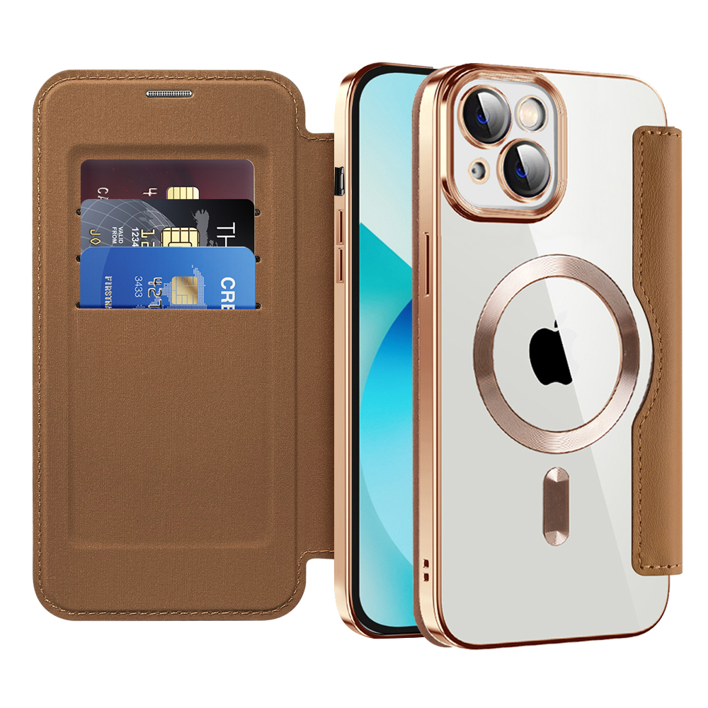 Калъф за iPhone 13 - Techsuit SmartMag Book Case - Кафяв