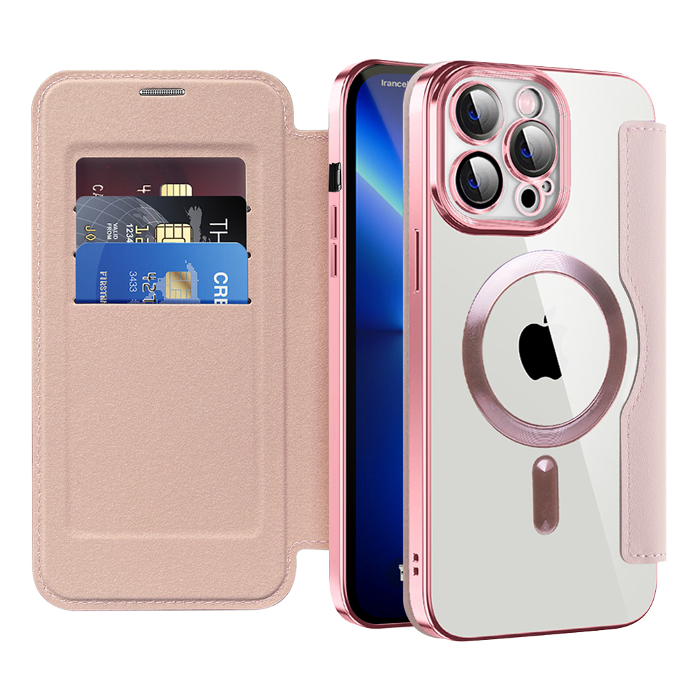 Калъф за iPhone 13 Pro - Techsuit SmartMag Book Case - Розов
