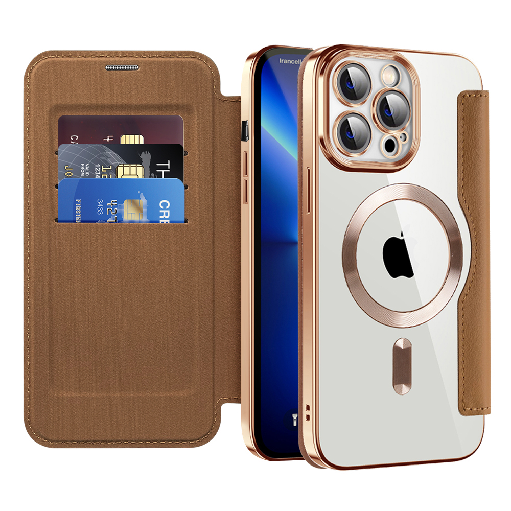Калъф за iPhone 13 Pro - Techsuit SmartMag Book Case - Кафяв