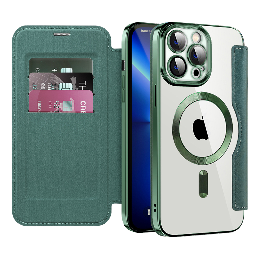 Калъф за iPhone 13 Pro - Techsuit SmartMag Book Case - Зелен