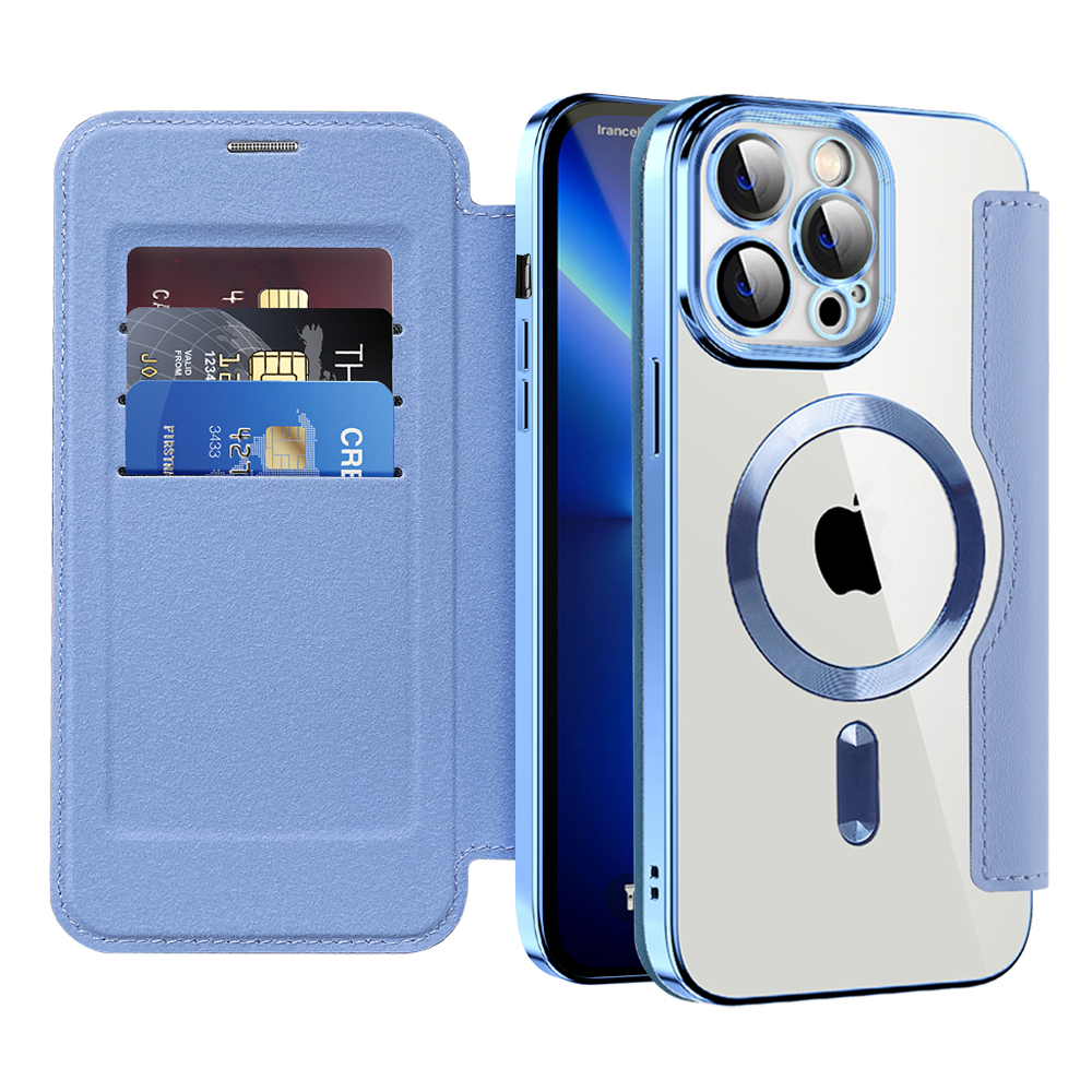 Калъф за iPhone 13 Pro - Techsuit SmartMag Book Case - Светлосин