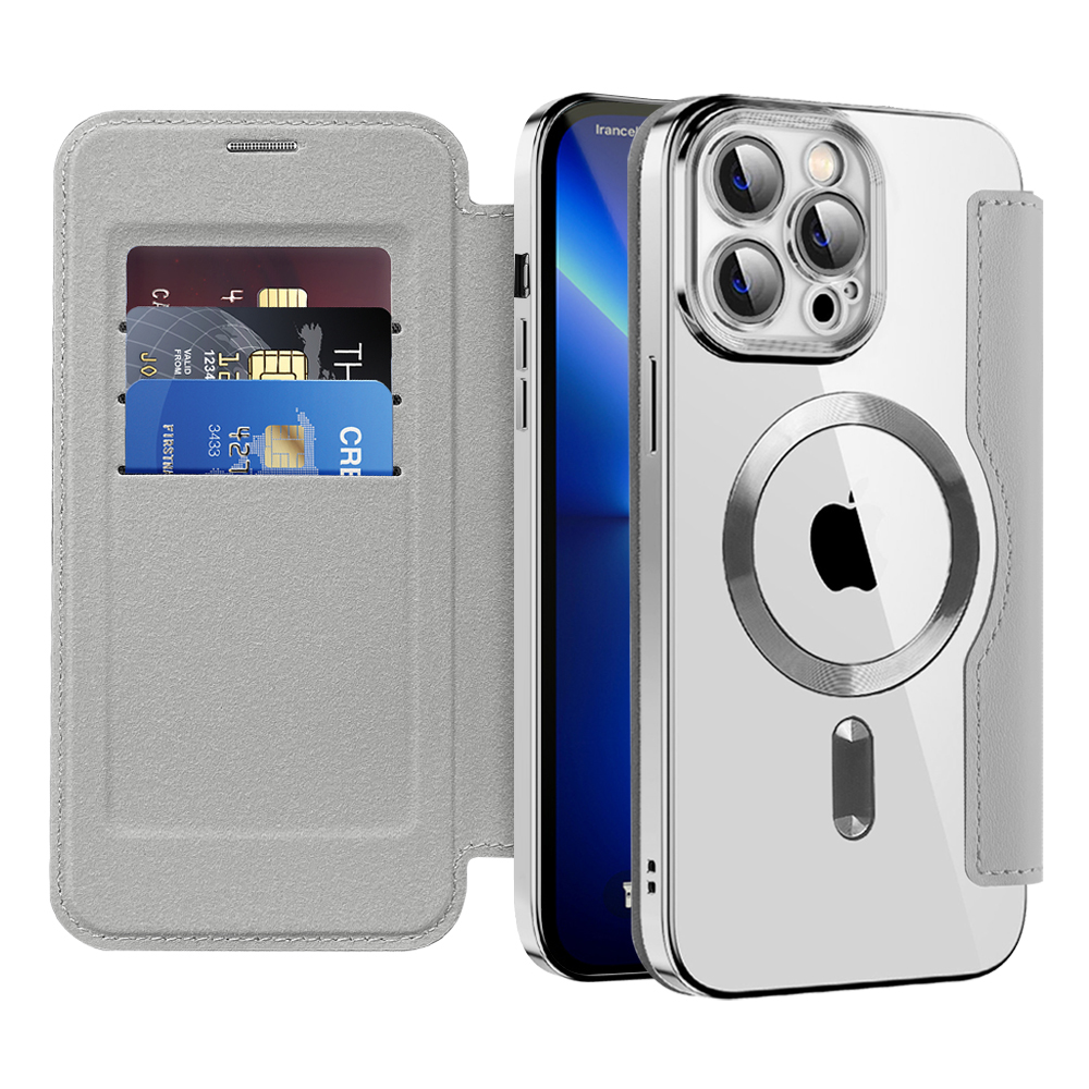 Калъф за iPhone 13 Pro - Techsuit SmartMag Book Case - Сив