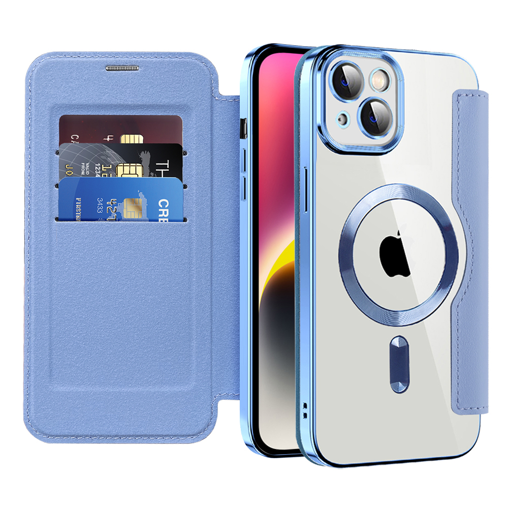 Калъф за iPhone 14 - Techsuit SmartMag Book Case - Светлосин