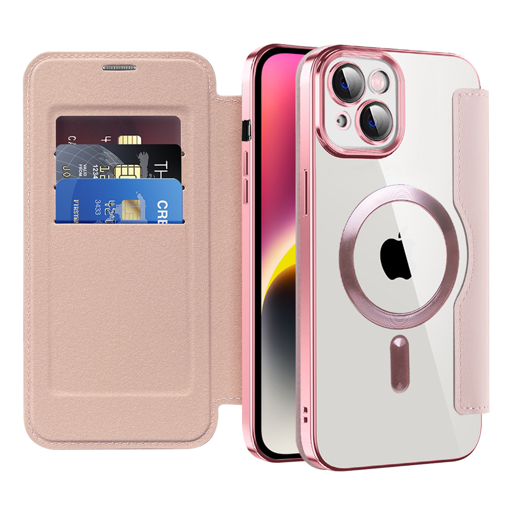 Калъф за iPhone 14 Plus - Techsuit SmartMag Book Case - Розов