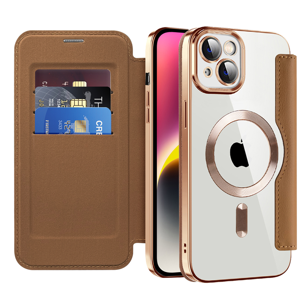 Калъф за iPhone 14 Plus - Techsuit SmartMag Book Case - Кафяв