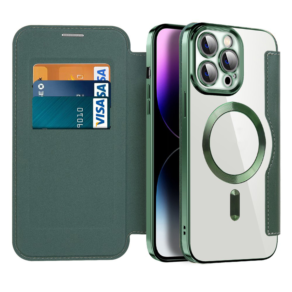 Калъф за iPhone 14 Pro Max - Techsuit SmartMag Book Case - Зелен