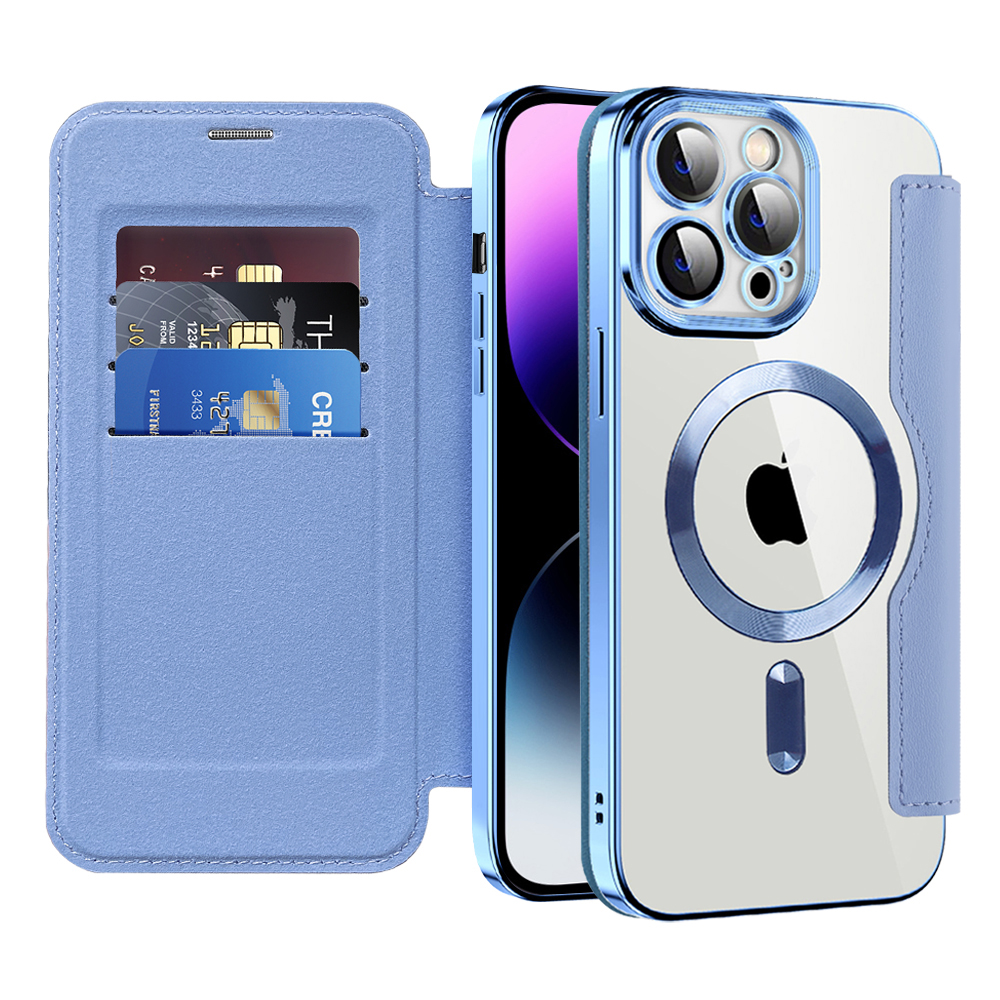 Калъф за iPhone 14 Pro Max - Techsuit SmartMag Book Case - Светлосин