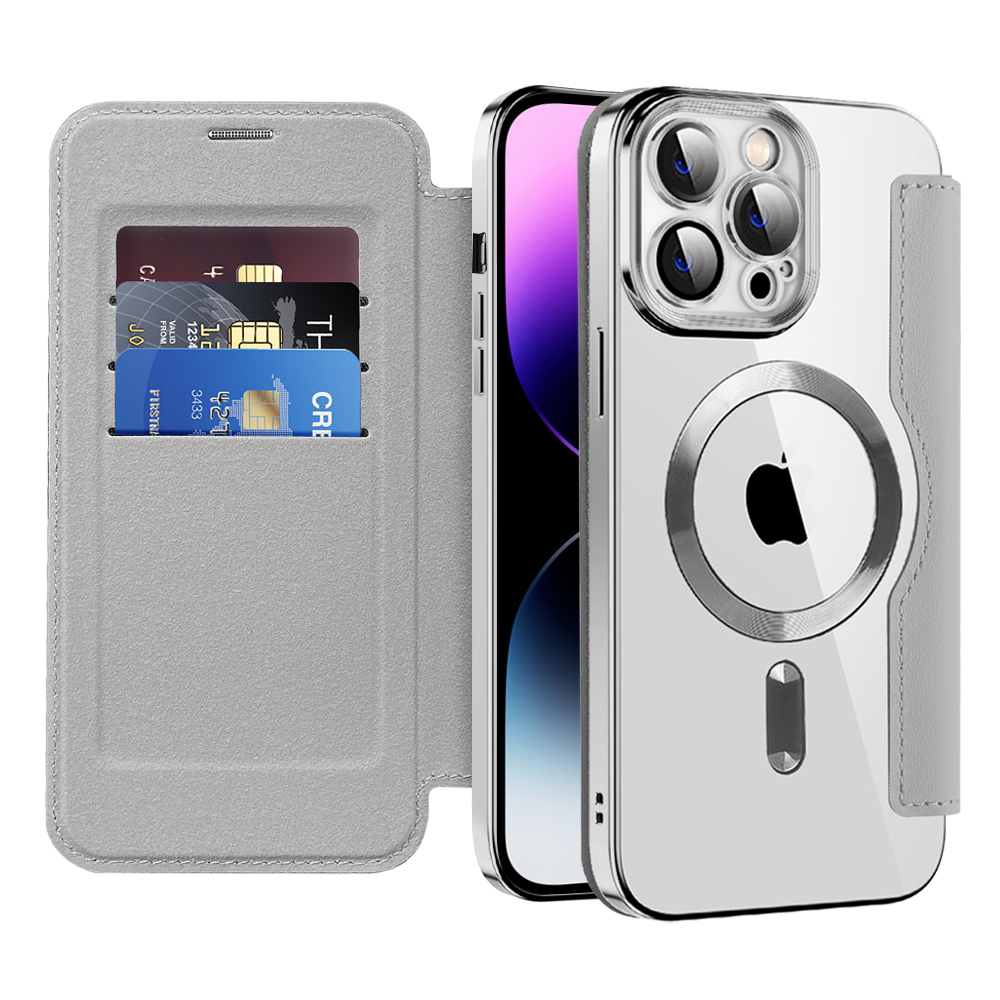 Калъф за iPhone 14 Pro Max - Techsuit SmartMag Book Case - Сив
