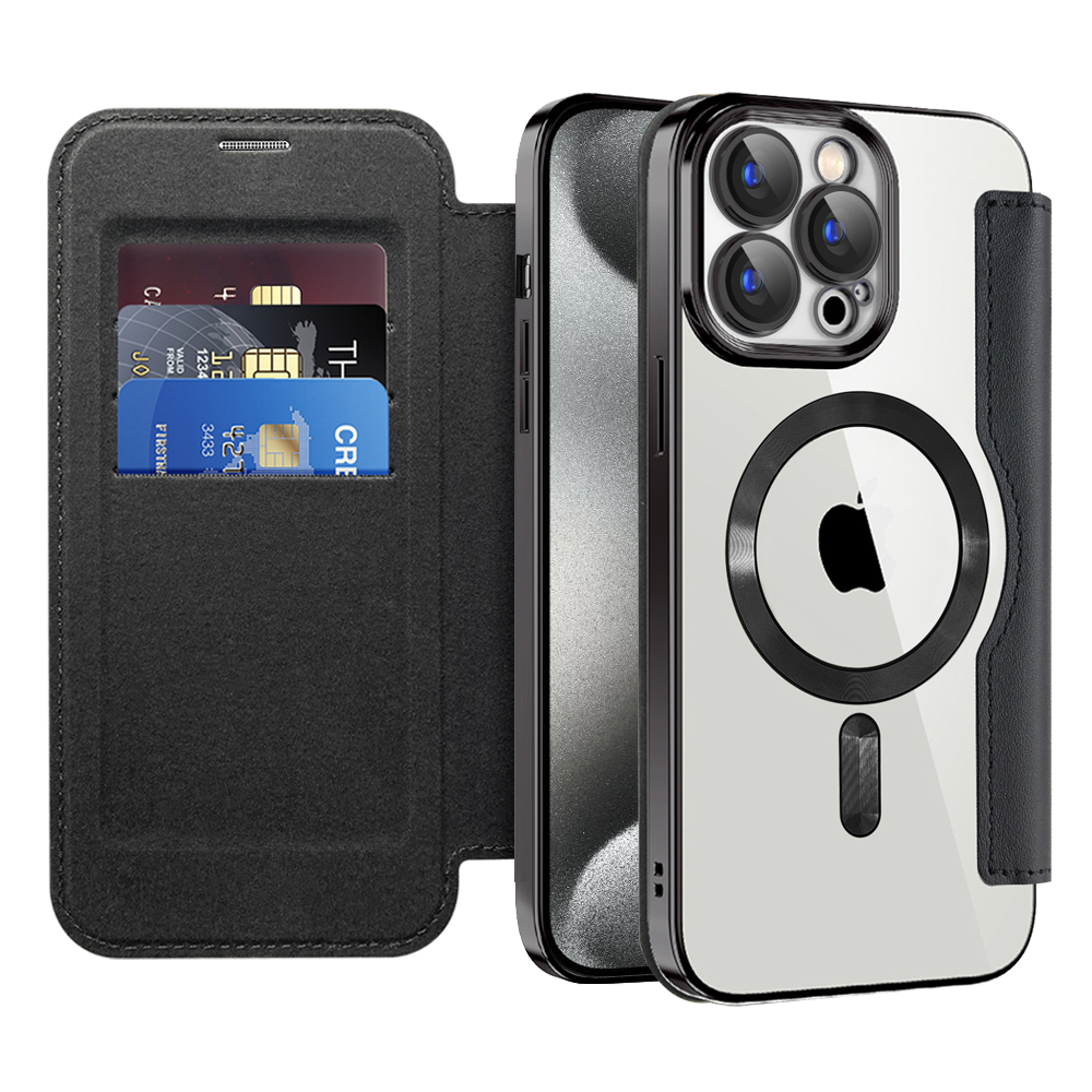 Калъф за iPhone 15 Pro Max - Techsuit SmartMag Book Case - Черен