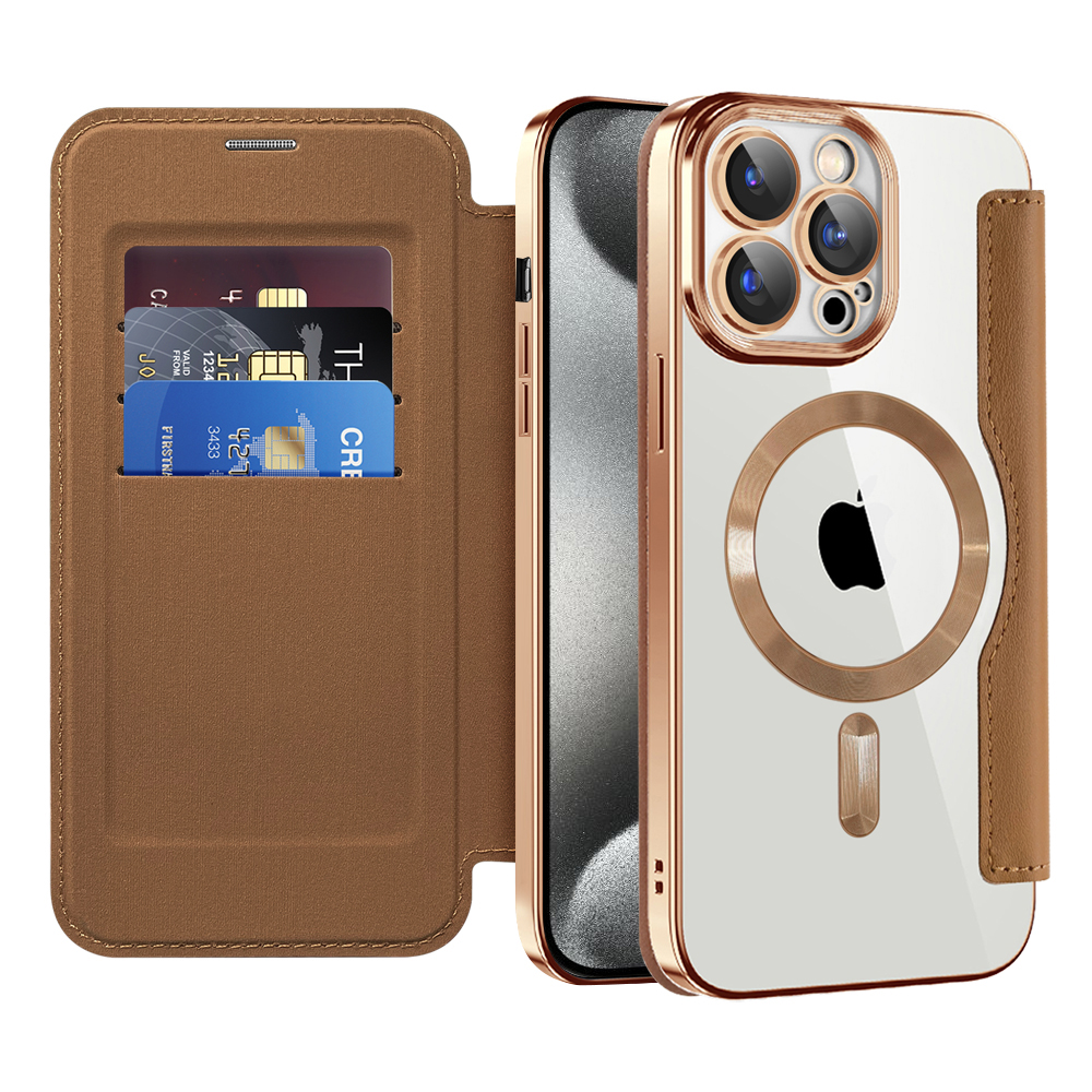 Калъф за iPhone 15 Pro Max - Techsuit SmartMag Book Case - Кафяв