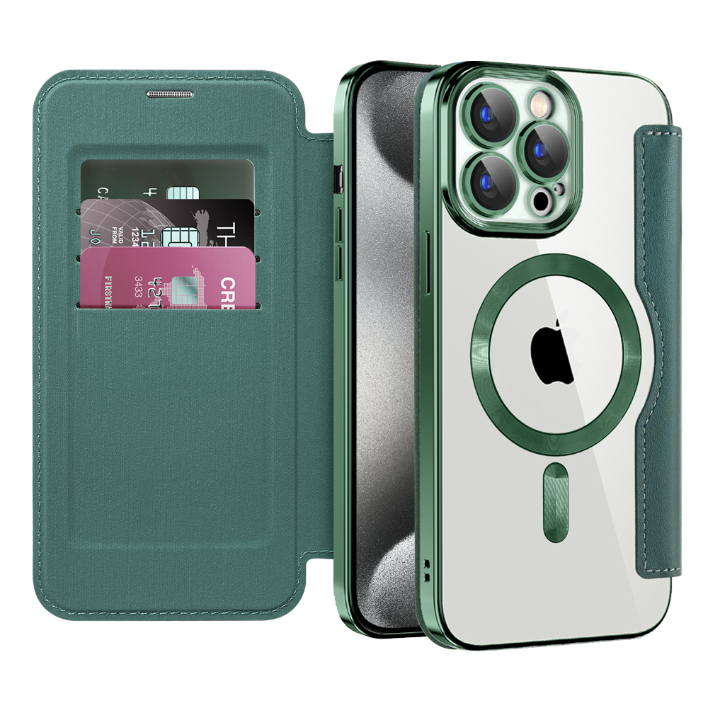 Калъф за iPhone 15 Pro Max - Techsuit SmartMag Book Case - Зелен