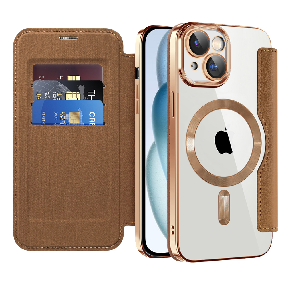 Калъф за iPhone 15 - Techsuit SmartMag Book Case - Кафяв