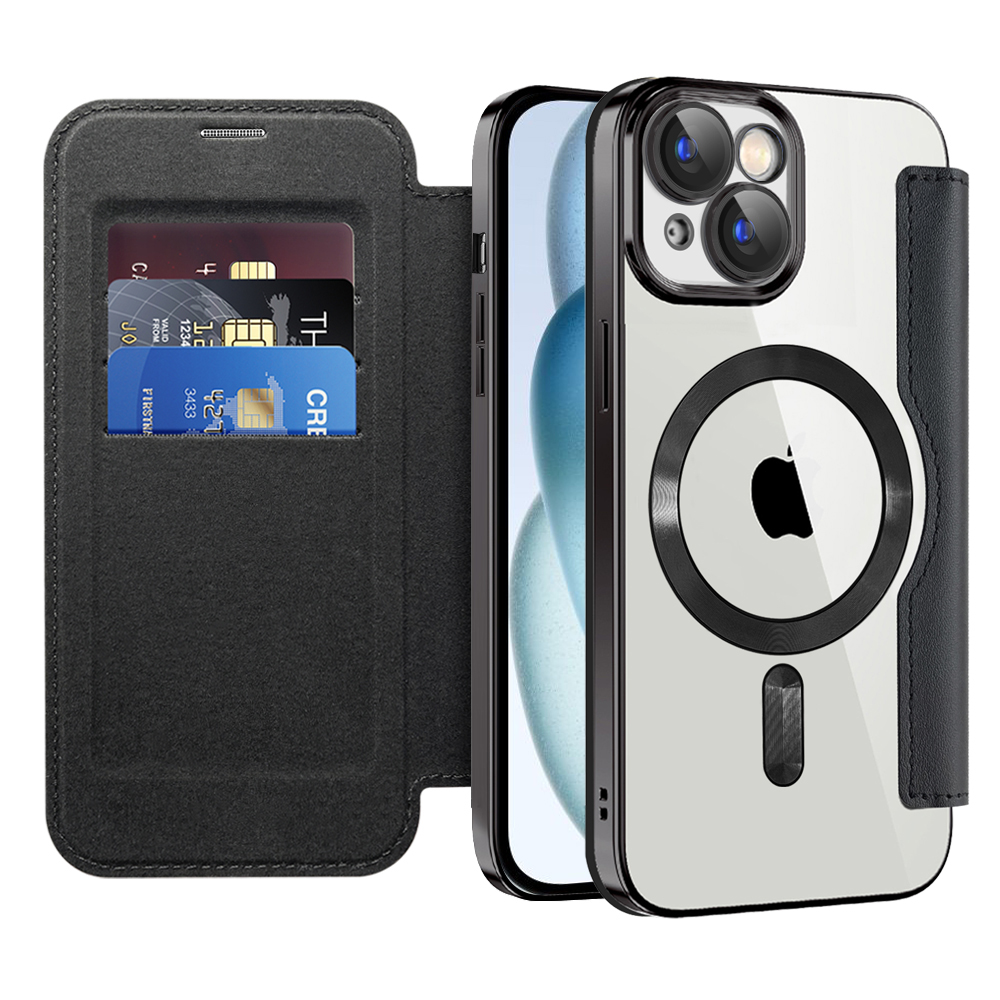 Калъф за iPhone 15 Plus - Techsuit SmartMag Book Case - Черен