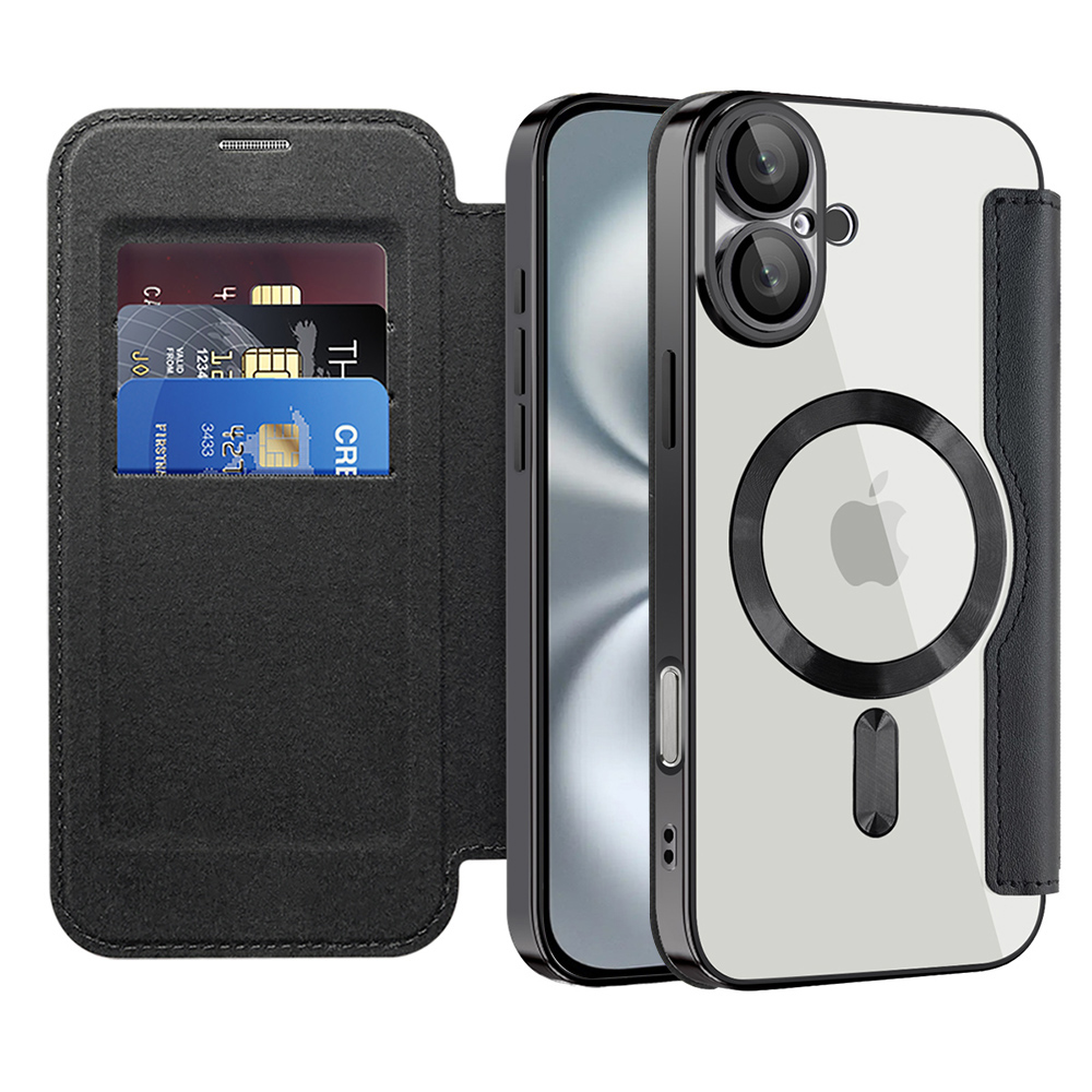 Калъф за iPhone 16 - Techsuit SmartMag Book Case - Черен