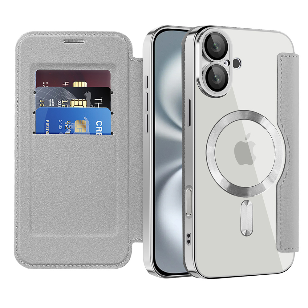 Калъф за iPhone 16 - Techsuit SmartMag Book Case - Сив
