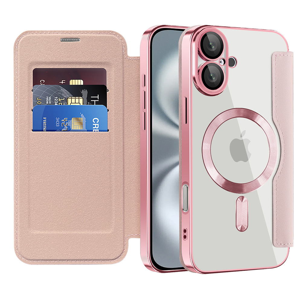 Калъф за iPhone 16 Plus - Techsuit SmartMag Book Case - Розов
