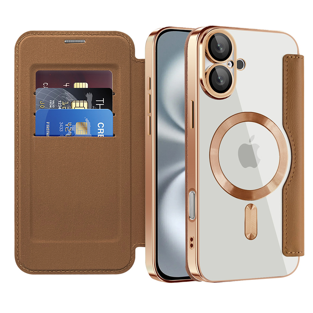 Калъф за iPhone 16 Plus - Techsuit SmartMag Book Case - Кафяв