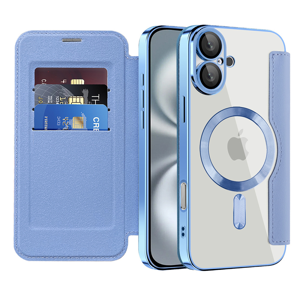 Калъф за iPhone 16 Plus - Techsuit SmartMag Book Case - Светлосин