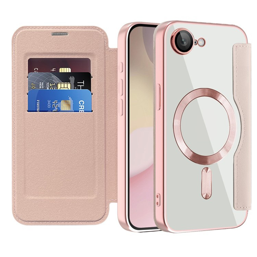 Калъф за iPhone 16e / iPhone 17e - Techsuit SmartMag Book Case - Розов