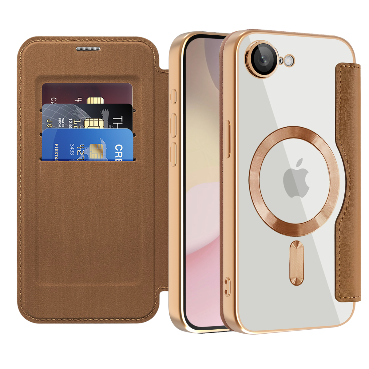 Калъф за iPhone 16e / iPhone 17e - Techsuit SmartMag Book Case - Кафяв