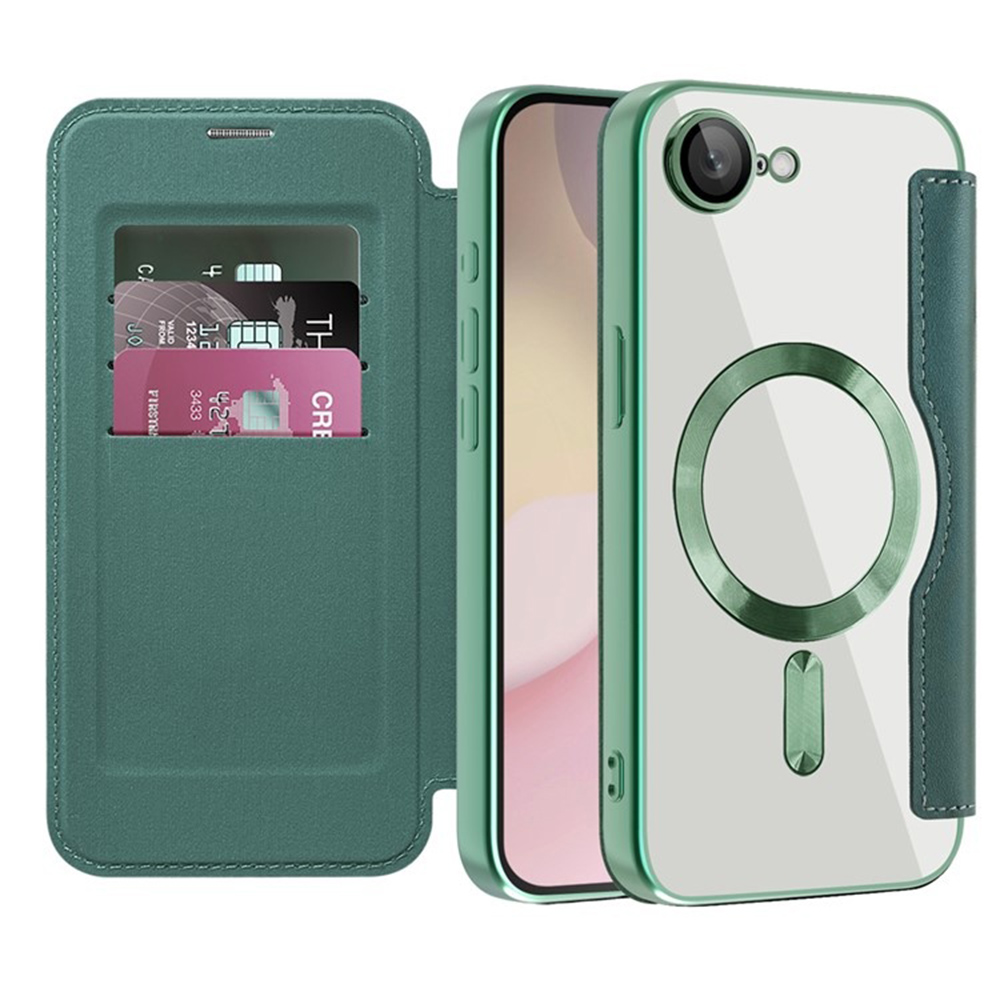 Калъф за iPhone 16e / iPhone 17e - Techsuit SmartMag Book Case - Зелен