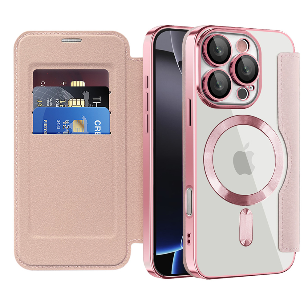 Калъф за iPhone 16 Pro - Techsuit SmartMag Book Case - Розов