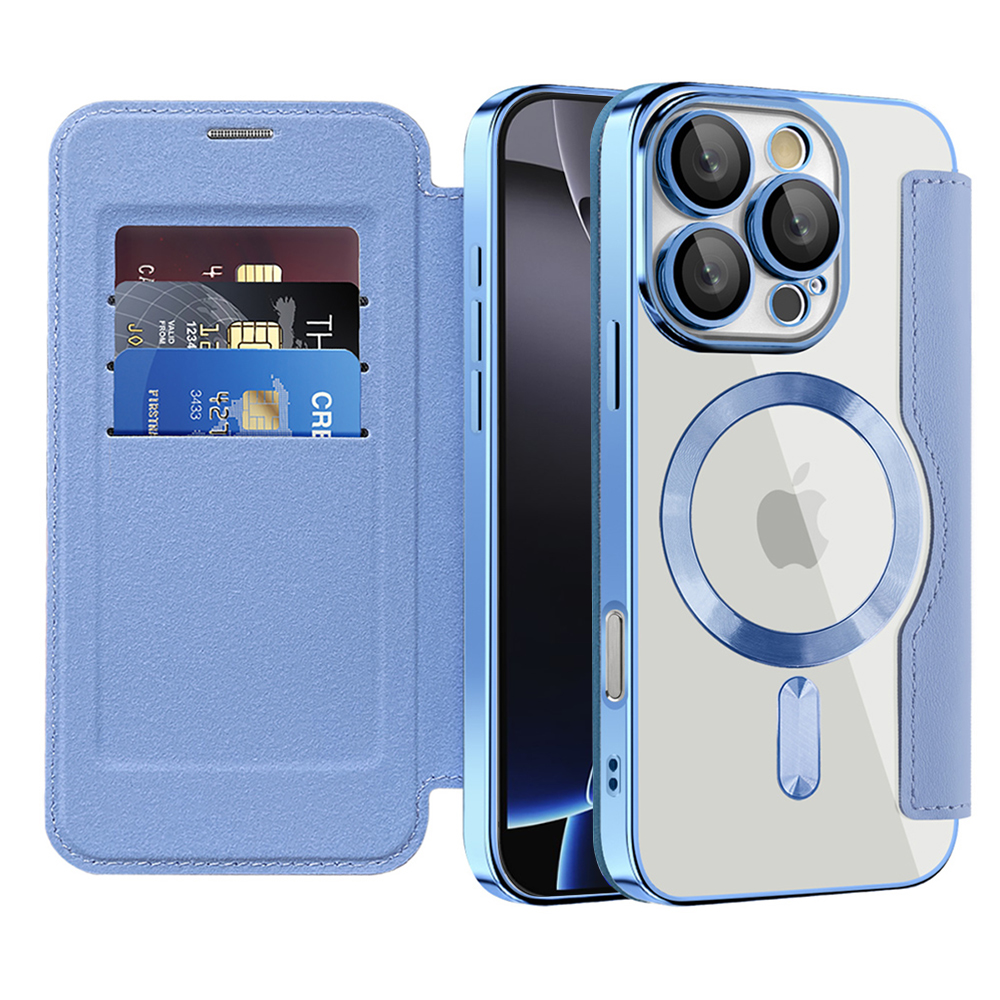 Калъф за iPhone 16 Pro - Techsuit SmartMag Book Case - Светлосин