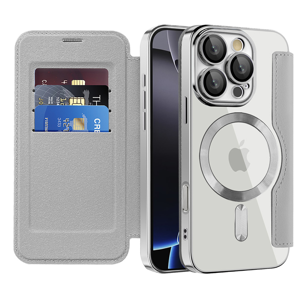 Калъф за iPhone 16 Pro - Techsuit SmartMag Book Case - Сив