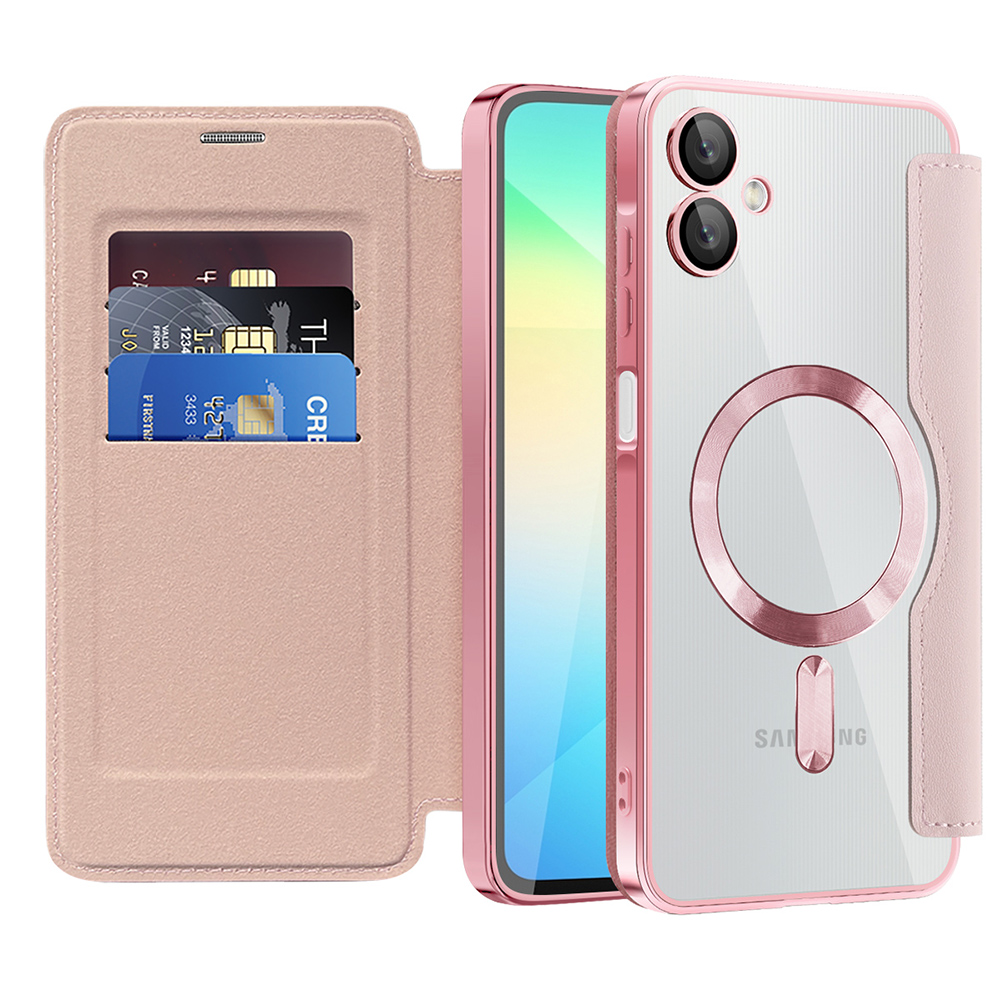 Калъф за Samsung Galaxy A06 - Techsuit SmartMag Book Case - Розов