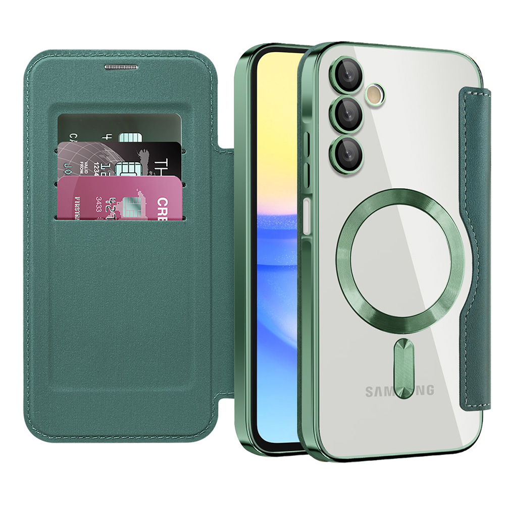 Калъф за Samsung Galaxy A15 4G / A15 5G - Techsuit SmartMag Book Case - Зелен