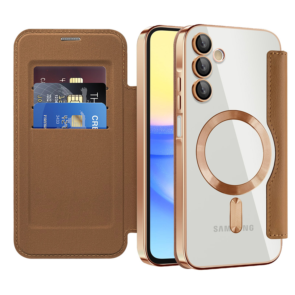 Калъф за Samsung Galaxy A15 4G / A15 5G - Techsuit SmartMag Book Case - Кафяв
