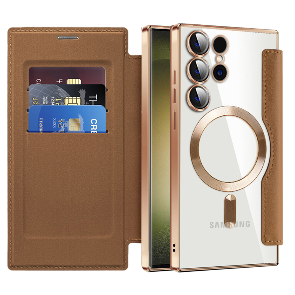 Калъф за Samsung Galaxy S23 Ultra - Techsuit SmartMag Book Case - Кафяв