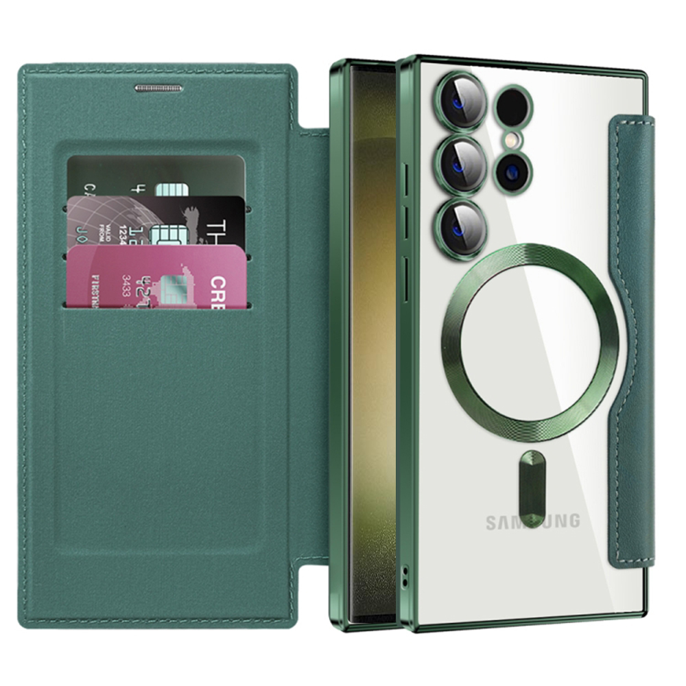 Калъф за Samsung Galaxy S23 Ultra - Techsuit SmartMag Book Case - Зелен