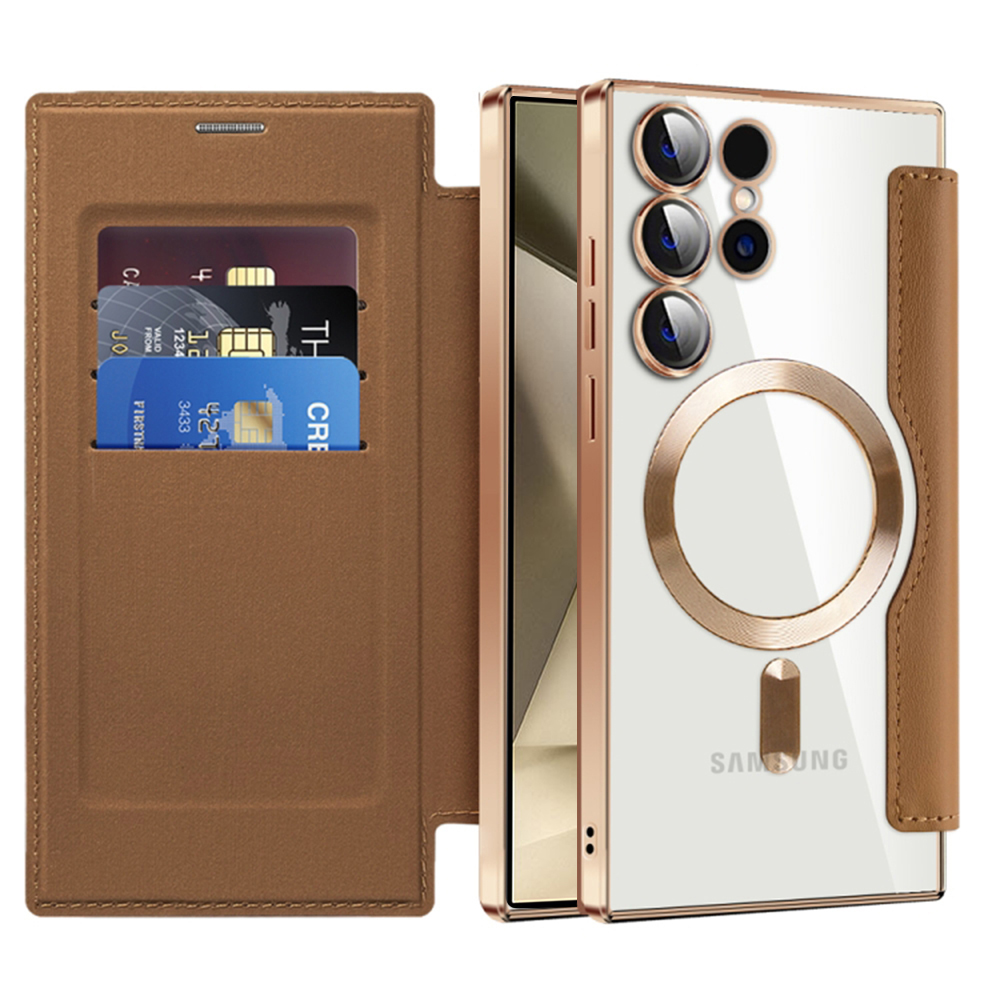 Калъф за Samsung Galaxy S24 Ultra - Techsuit SmartMag Book Case - Кафяв