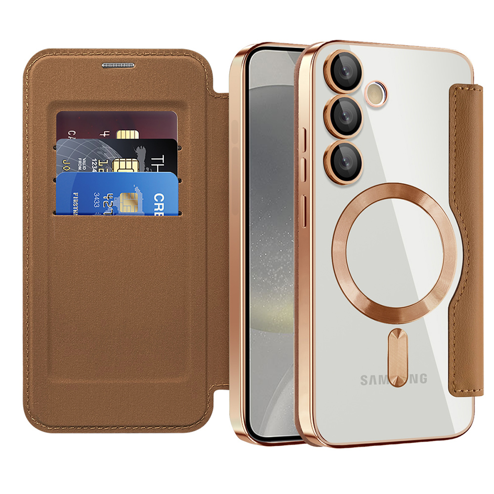 Калъф за Samsung Galaxy S24 Plus - Techsuit SmartMag Book Case - Кафяв