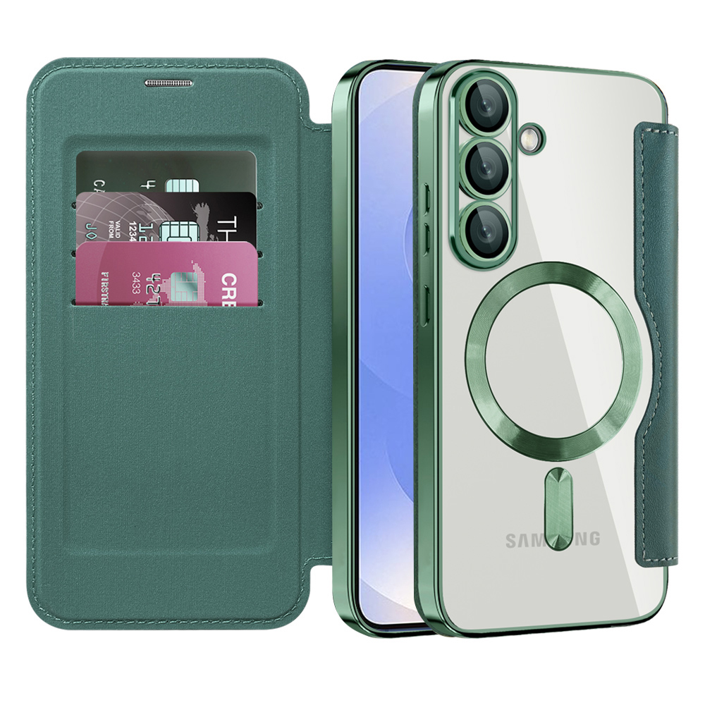 Калъф за Samsung Galaxy S25 - Techsuit SmartMag Book Case - Зелен